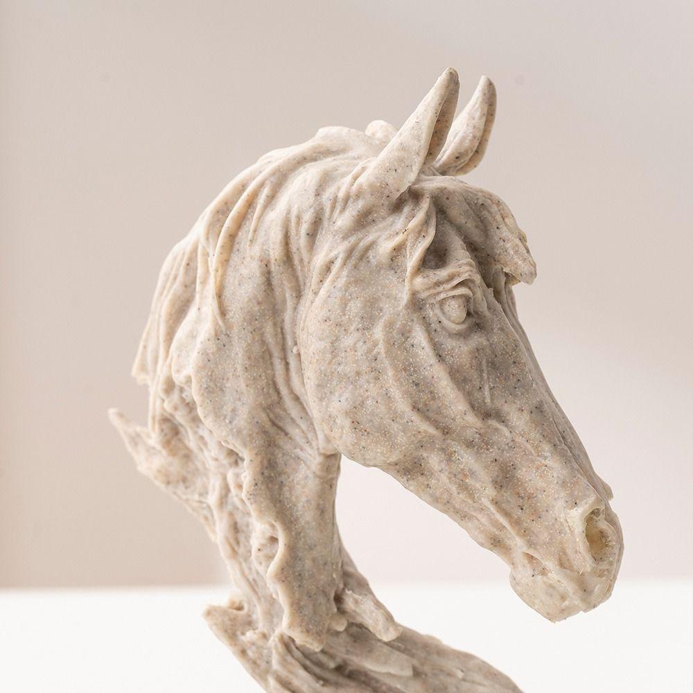 Resin Animal Sculpture Art Miniatures Figurine Micro Landscape Horse Head Statue  Bedroom