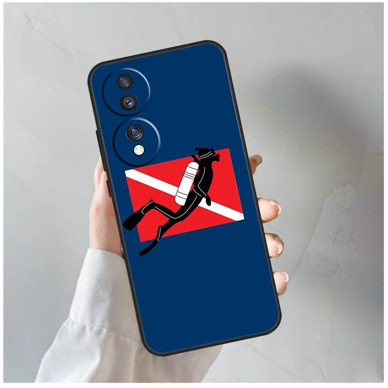 Diver Down Diving Flag For Honor Magic 8 7 6 5 Pro Case For Honor 400 200 Lite 90 70 50 X8c X8b X9a X9b X9c X9d Win