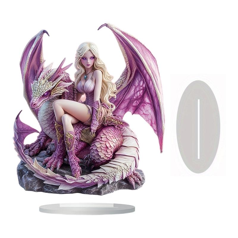Artistic 2D Flat Dragon Beauty Woman Acrylic Statue Nontoxic Decorative Piece Ornament For Living Room Office Desktop