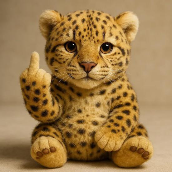 Flip-off Animal Doll Middle Finger Highland Cow Plush Toy Stuffed Sassy Panda Cat Dog Collectible for Home Office Desktop Decor