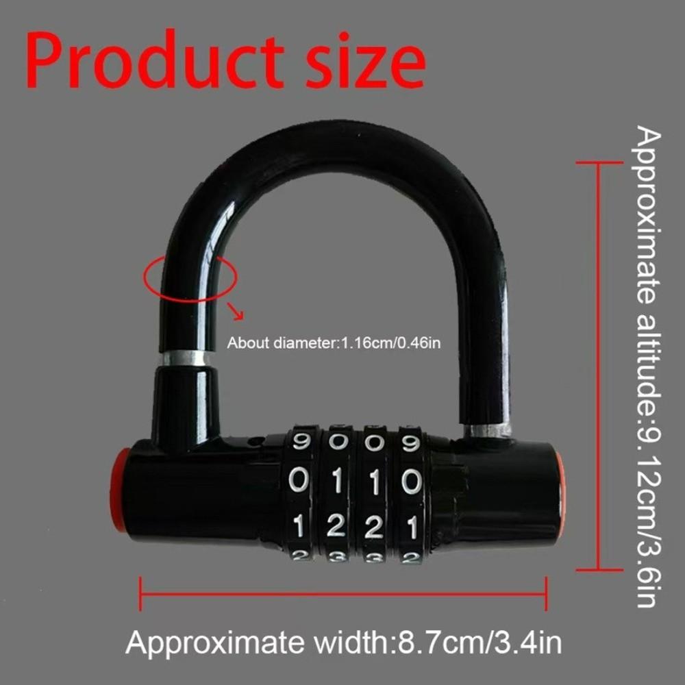 4-digit Code U-shaped Lock Zinc Alloy Wheel Locker Durable Password Lock  Bicycle Motorcycle
