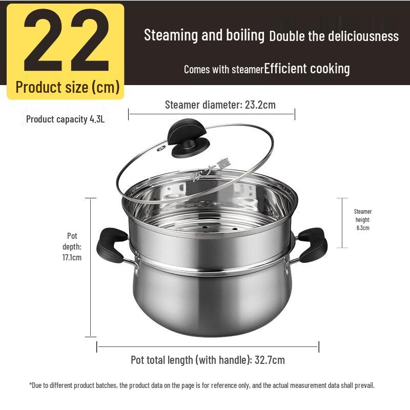 

COOKER KING 304 Stainless Steel Soup Pot with Steamer