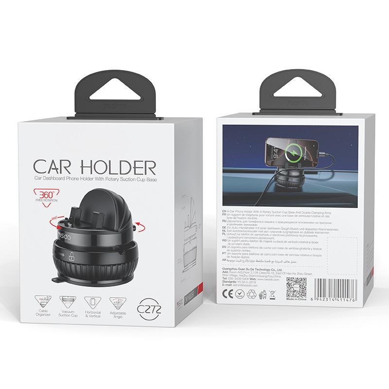 Yesido 360° Rotation Suction Cup Phone Holder for Car Dashboard C272 (Dashboard Bracket) чёрный