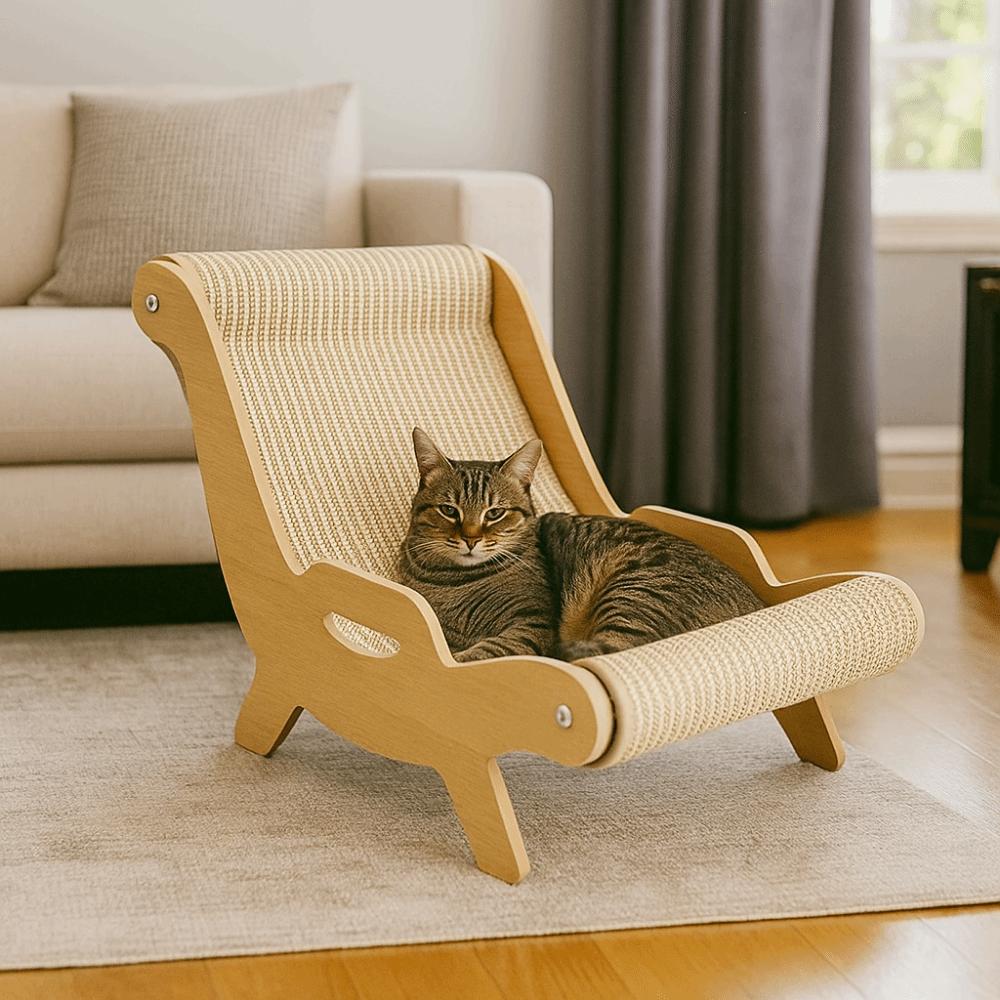 Elevated Pet Rocking Chair Wooden Cat Sofa Bed Cat Scratcher Cat Hammock Bed  for Cats/Dogs