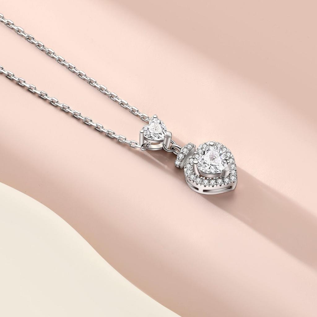 S925 Silver Love Necklace Women's Light Luxury High-end Sense Amazon Cross-border New Product Silver Jewelry Neck Chain Sterling Silver Heart Pendant