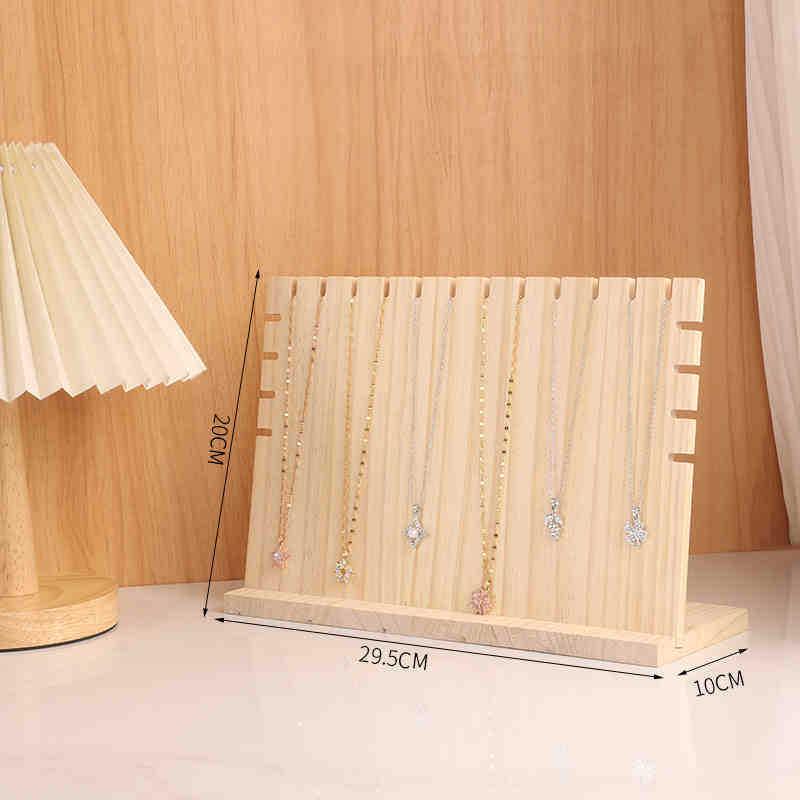 Solid Wood L-Shaped Necklace and Pendant Display Stand with Detachable Jewelry Board