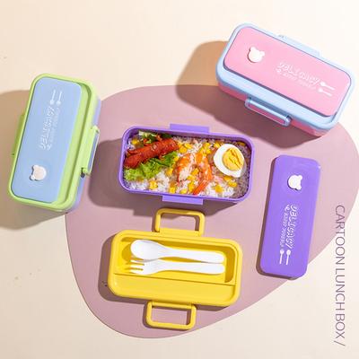 Kids Microwaveable Cartoon Lunch Box For School Reusable Meal Preps Containers With Fork Spoon For School Lunch
