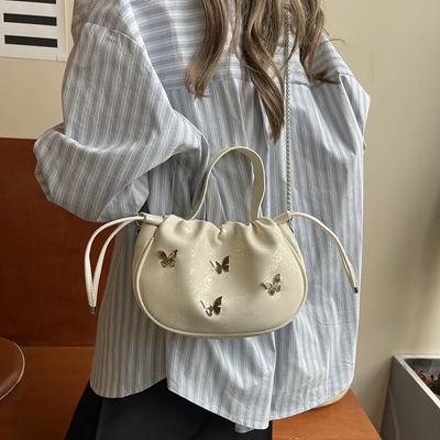 Bolsa mensageiro feminina pequena com corrente, nicho, design de borboleta, alça de ombro, nova