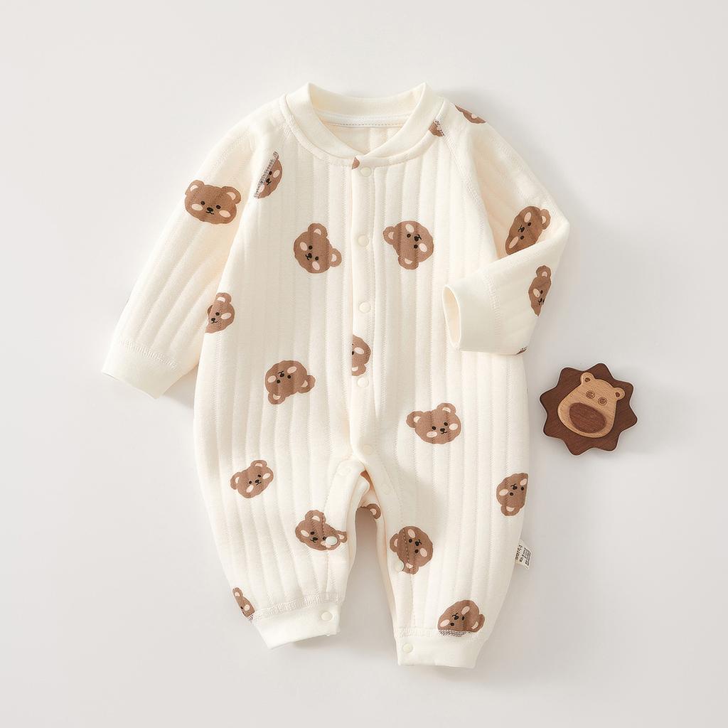 Newborn Baby Clothes Warm Cotton Quilted Romper Long Sleeve Infant Onesie Autumn Winter Thickened Outfit