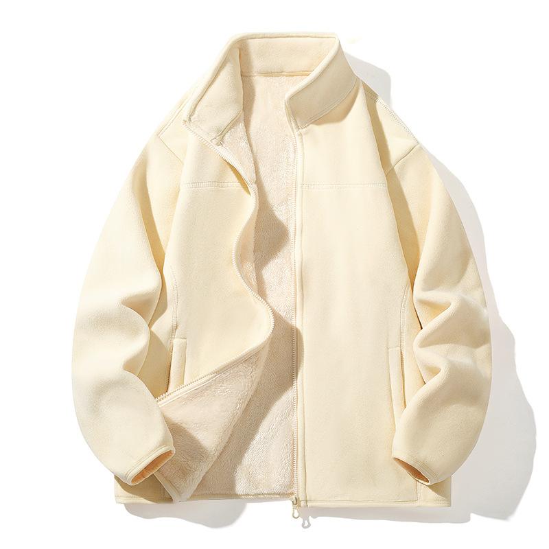 Men's Jacket Couple's Fleece Jacket Plus Velvet Thickened Warm Polar Fleece Sweatshirt Jacket Liner