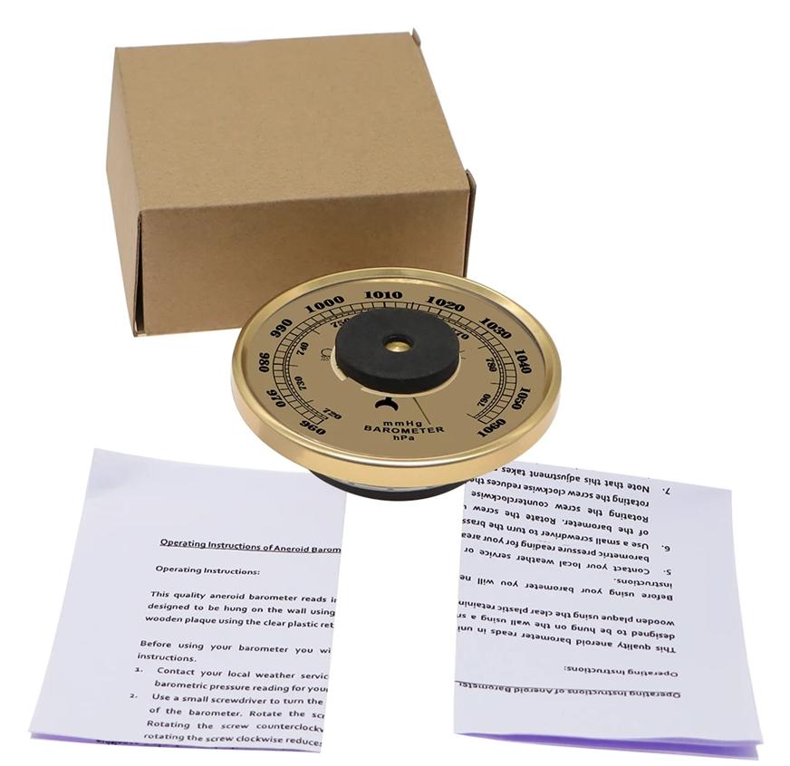 Wall Mounted Household Barometer 960-1060hPa Pressure Gauge Weather Station Metal Wall Hanging Barometer Thermometer  90mm
