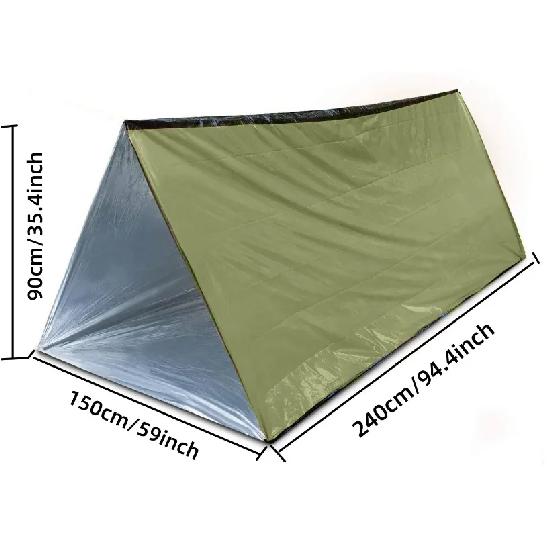 Notunterkunft für 2 Personen, Biwakzelt, Überlebenszelt-Set, Mylar-Schlauchzelt, Schlafsack, wasserdicht, für den Außenbereich, SOS-Wärmedecke, wiederverwendbar