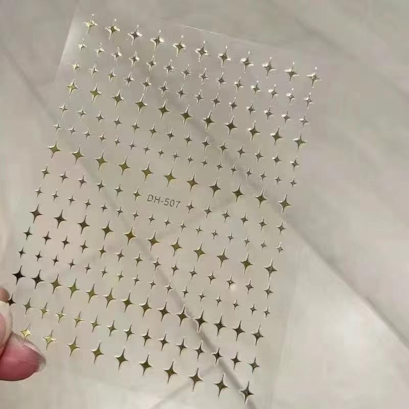 Four-pointed Star Stickers, Star Nail Glue Stickers, Nail Art, Black Star Gold and Silver Post Paper Ornaments Stickers, Nail Art