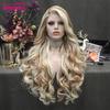 Imstyle – perruque Lace Front Wig synthétique brune et Blonde, perruques longues et ondulées pour femmes, perruque en Fiber résistante à la chaleur, perruque quotidienne de couleurs mélangées
