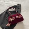 Retro Faux Suede Shoulder Bag for Women 2026 New Commuter Crossbody Purse Fashionable Handheld Underarm Bag CLE