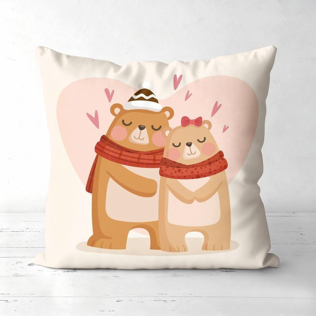 Cute Bear Couple Pillows Warm And Loving Design Polyester pillowcase, sofa decorative cushion cov Headboard Pillow