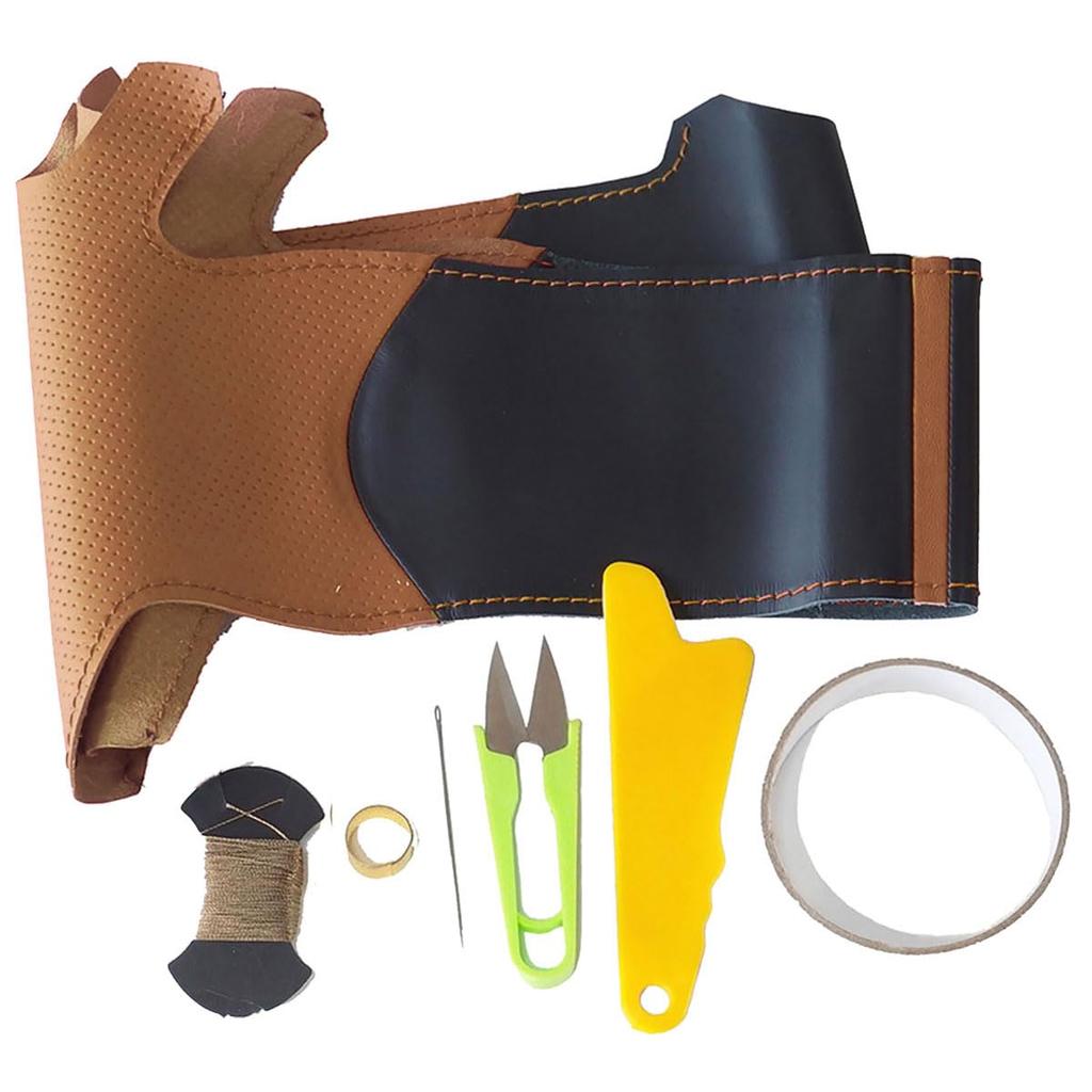 DIY Steering Wheel Leather Wrapping Kit for Toyota Alphard Vellfire and Prado Perforated Leather On Both Black Leather On Top and Coffee and a Burnt