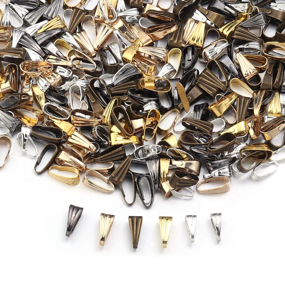 200pcs Pendant Clips Pinch Bail Clasp Connectors Necklace Hooks For Jewelry Making Finding Parts Accessories Supplies