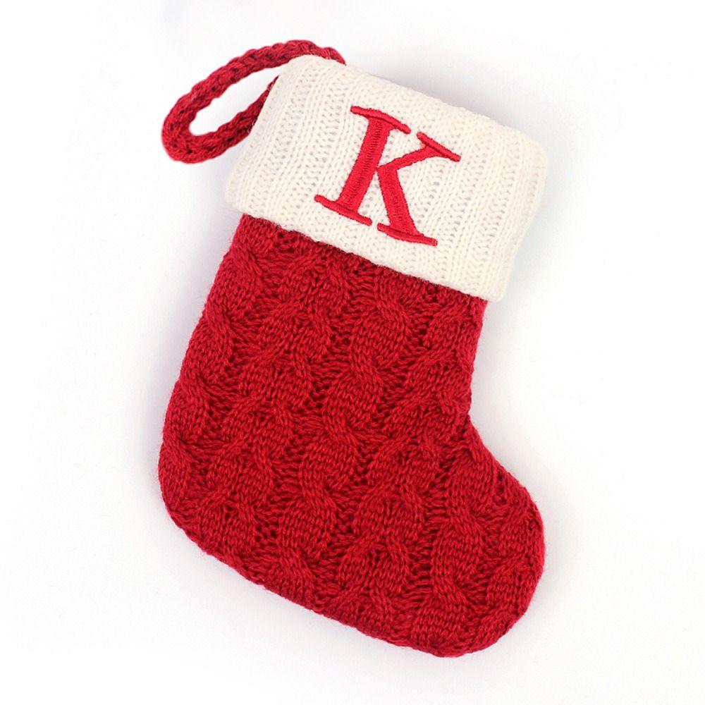 With Red Letter Knitting Stockings Yarn Hanging Ornament Christmas Socks  Xmas