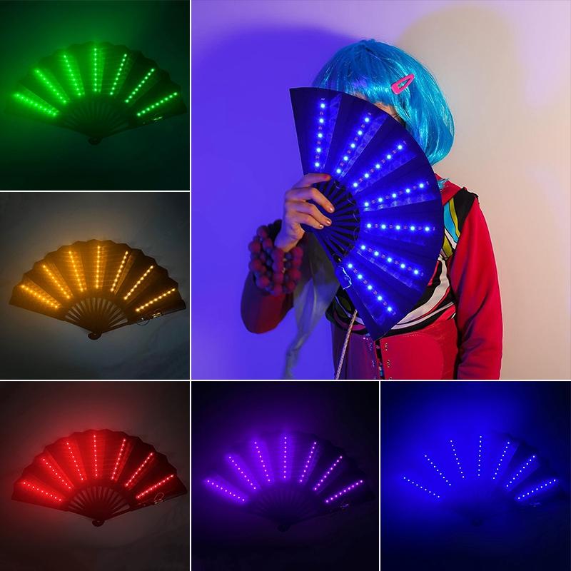 Luminous Folding LED Fan for Bar Stage Performance Fan LED Glow Fan Handheld Fans Party Dancing Accessorie Glowing Prop Fan