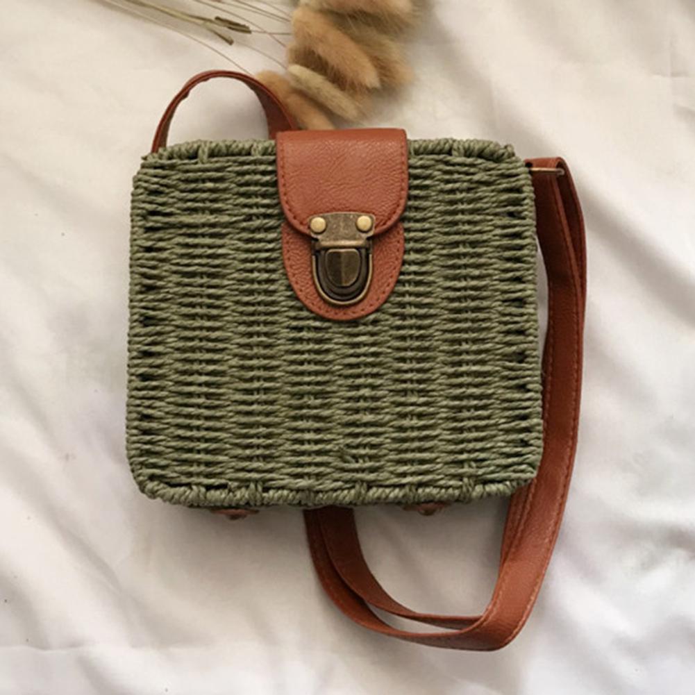 

Women Crossbody Bags Fashion Woven Ladies Handbags Casual Holiday Simple Handmade Adjustable Straps Rattan Beach Bag армия зеленый
