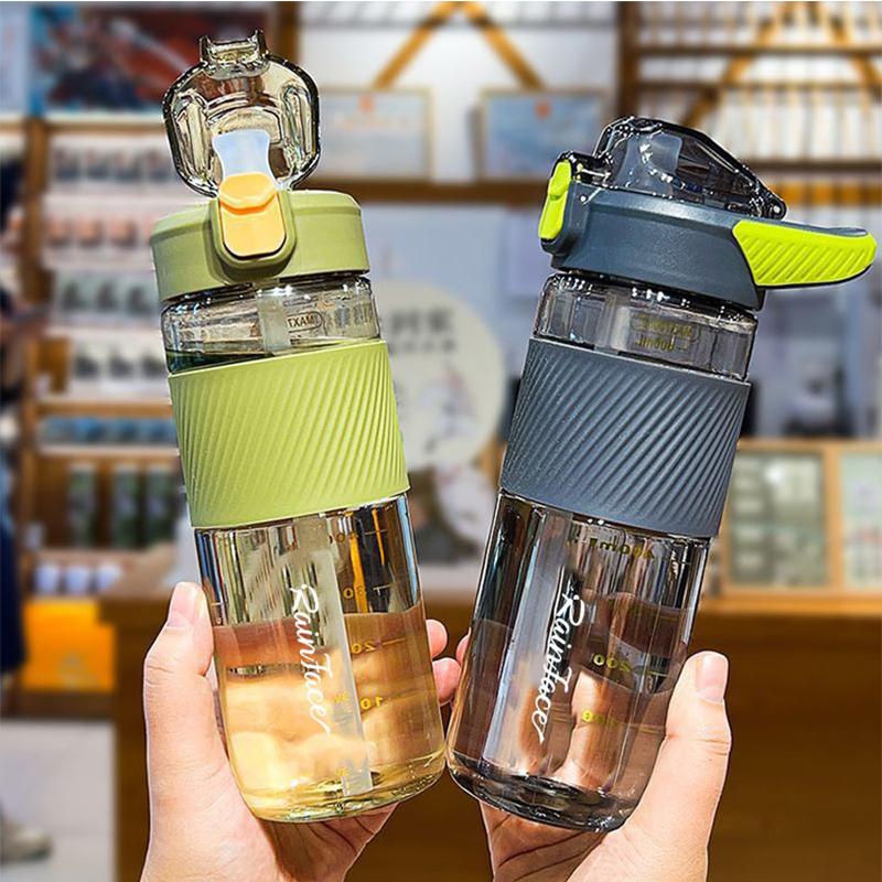 800ML High Temperature Plastic Water Cup - Anti-scalding Drop-resistant Straw Cup BPA-free Clear Outdoor Sports Water Bottle