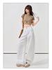 Women's Super Soft White Linen Cropped Wide-Leg Jeans - 2026 Spring/Summer Collection