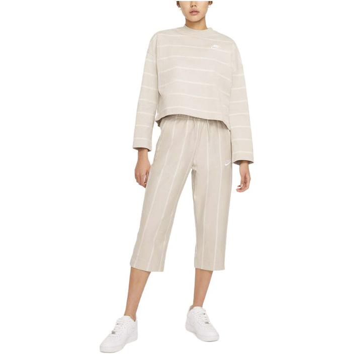 Nike Striped Elastic Waist Casual Pants Women Bottoms Cream DD5185-236
