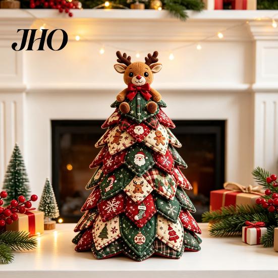 Beginner Friendly Sewing Craft Kit DIY Quilted Christmas Tree Kit, 3D Fabric Patchwork Set for Decoration Beginners, Handmade Tabletop Holiday