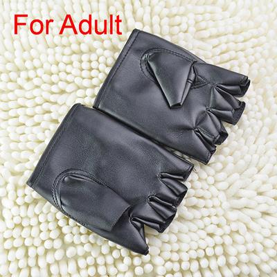 Leather Gloves Black Fingerless Driving Men Women Half Finger Gloves