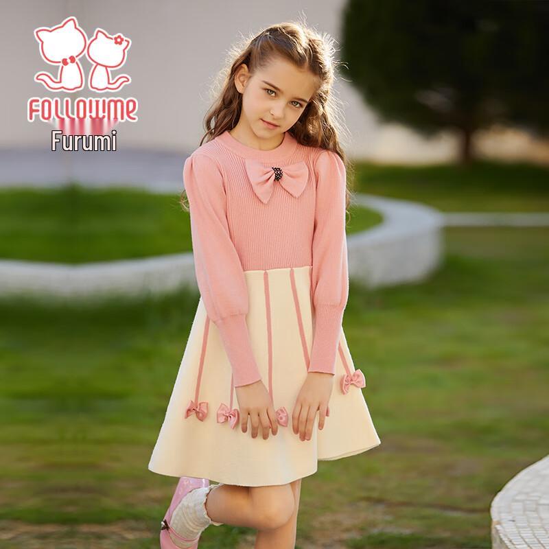 FULUOMI Girls Winter Sweet Bow Knit Dress 160