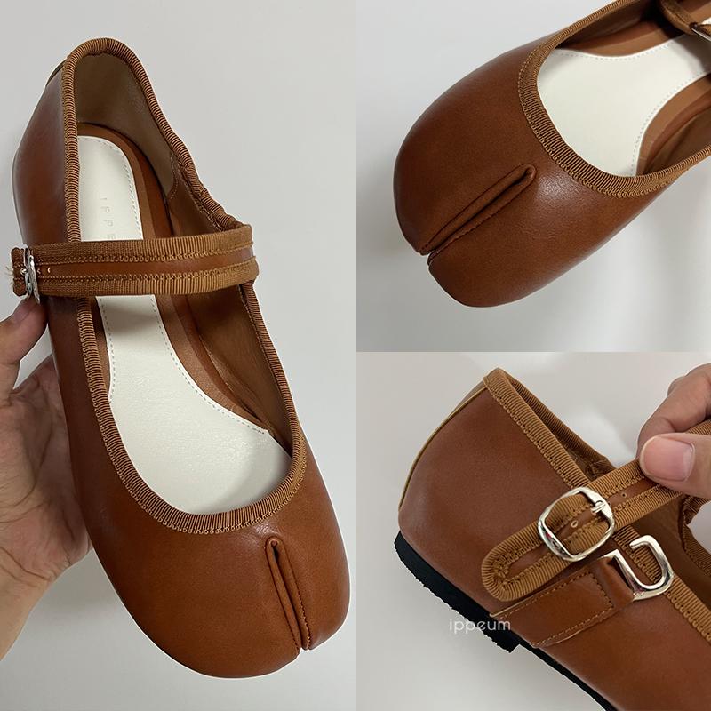 Fashion IPPEUM Black Shoes Split Toe Ballet Flats Women Plus Size 44 Mary Janes Buckle Ballerinas Zapatos Mujer
