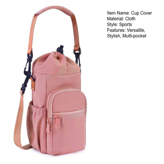 Thermal Water Cup Cover Water Bottle Sling Bag Insulated Cup Holder with Storage Pockets Travel Cup Protector for Hiking Biking