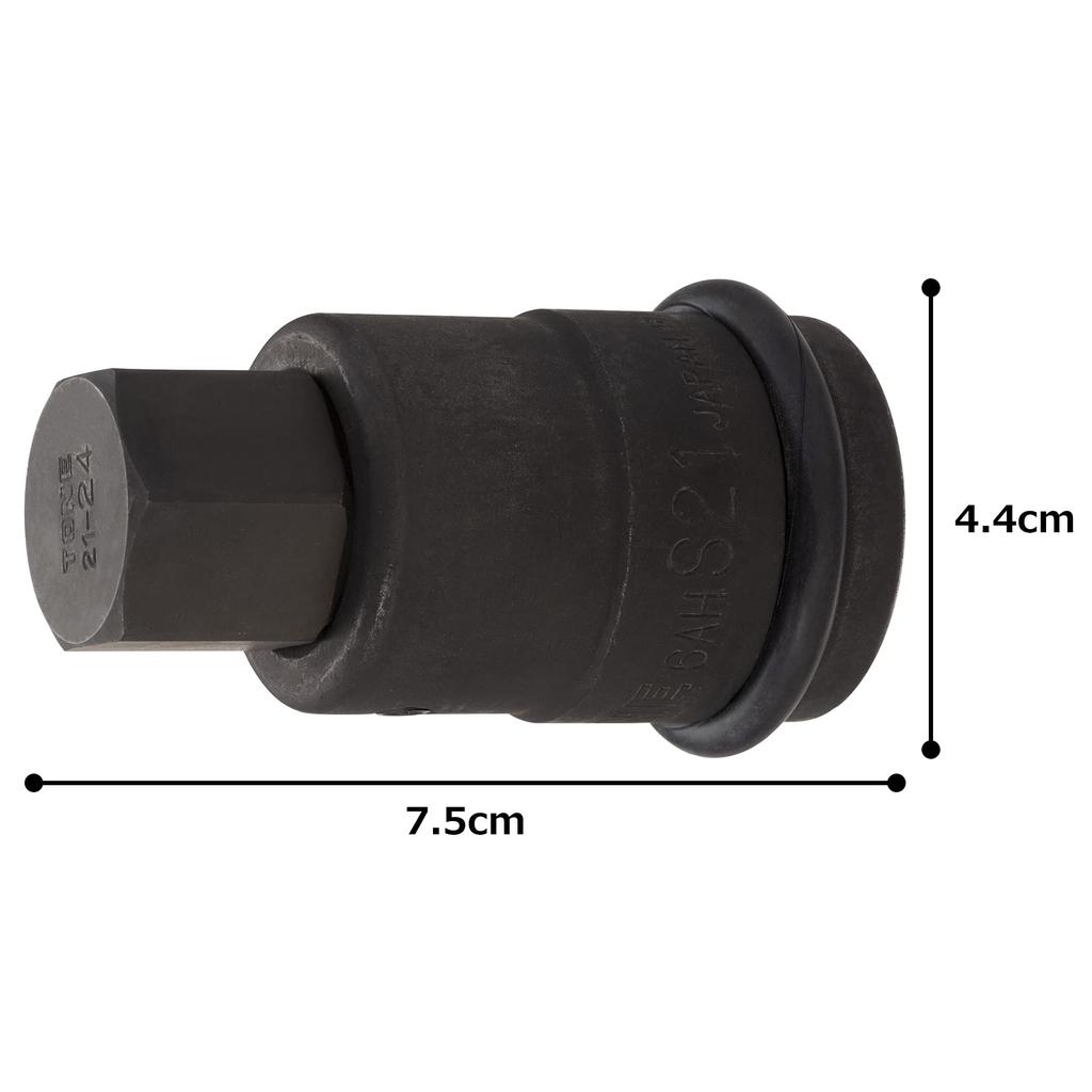TONE Impact Hexagon Bit Socket 24mm Hexagon 2 Pieces (Interchangeable) 6AH-24H, 19.0mm (3/4") Drive, Size, Included.