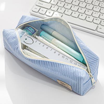 Retro Corduroy Solid Color Pencil Case Minimalist Stationery Storage Bag  Pencil Pouch Large Capacity Pencil Case
