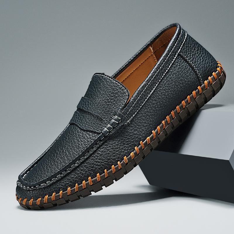 Classic Comfortable Soft Men's Leather Shoes Oversized Flat Bottomed Handmade Quality Casual Shoes Flat Anti Slip Driving Shoes