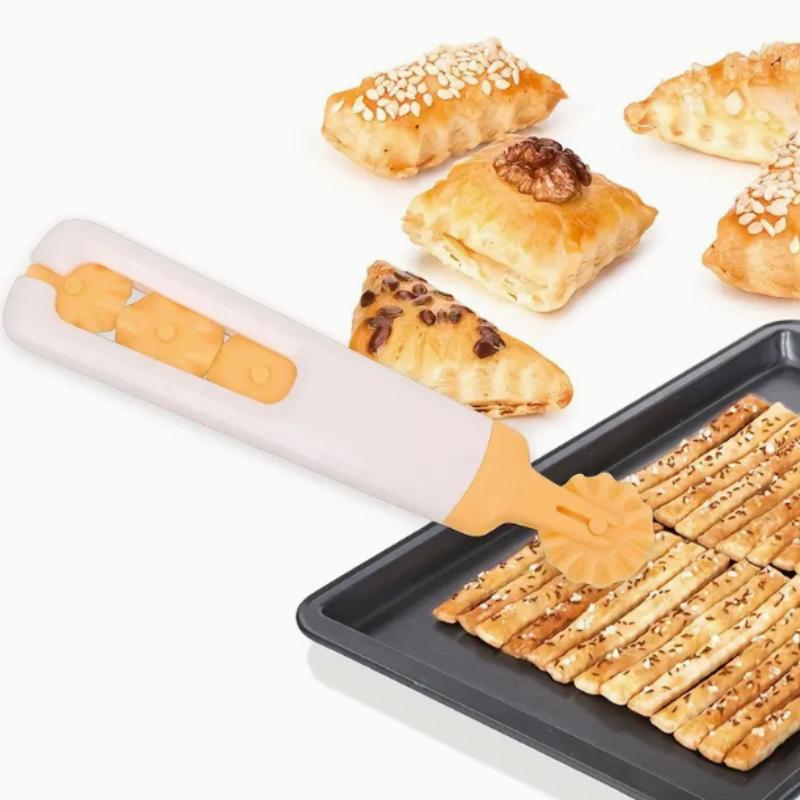 3SET Baking Tools Pizza Knife Pie Crust Cutter 4-in-1 Fancy Roller Cutter Set Home Cake Lace Cutter Dough Jagged Edge Cutting