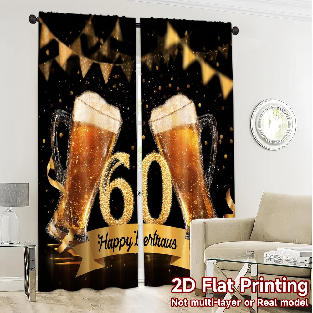 2pcs, 2D FLAT PRINTING Curtains (Without Rod) Golden Anniversary(1) Popular Curtains Digital Printed Prints Light Filtering
