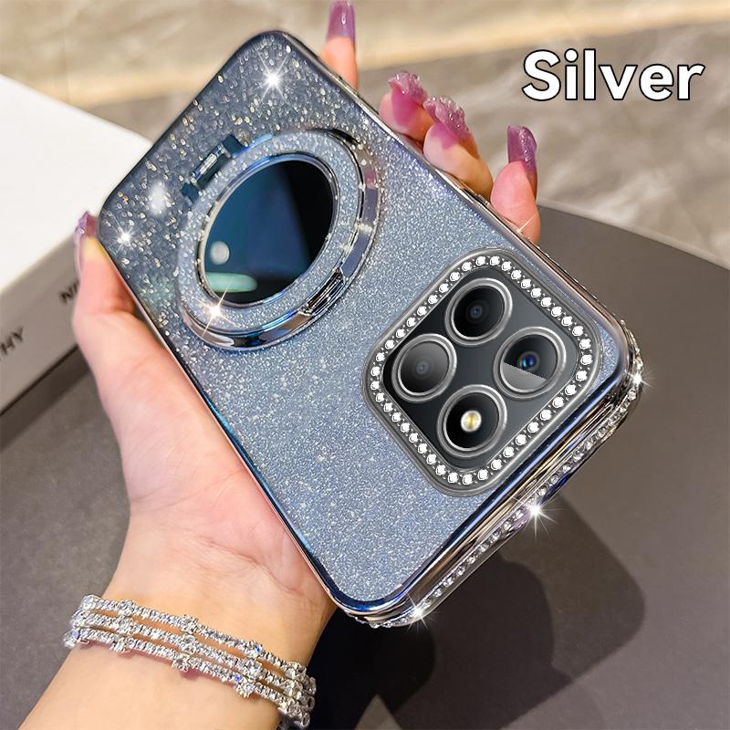 

Чехол-подставка с магнитом Magsafe с бриллиантовым блеском для Huawei Honor X9A X9B X50i X9C X60 Pro X8A X8B X7B X7C X8 5G, мягкий чехол Honor X8 5G серебряный