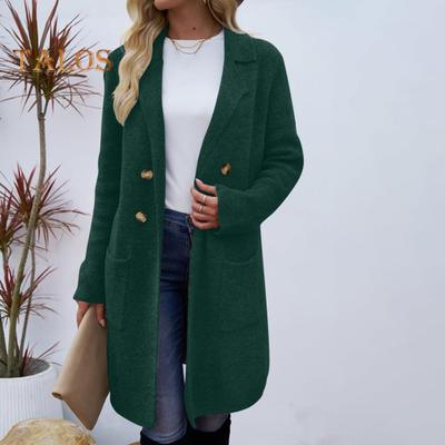 Fall Winter Women Woolen Jacket Thick Loose Turn-down Collar OL Commuting Jacket Single-breasted Mid Length Korean Style Overcoat Outerwear for Daily