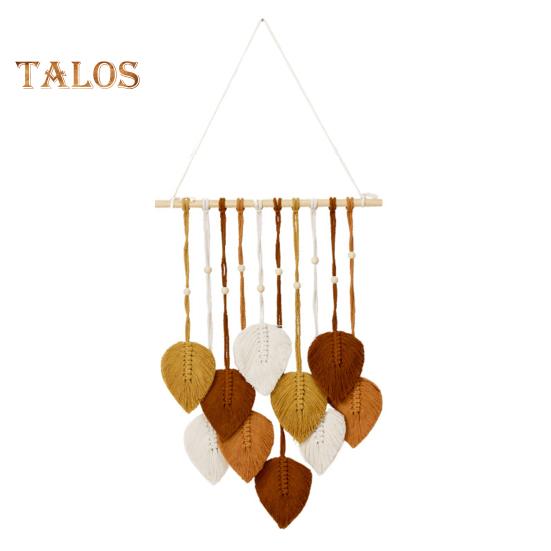 Leaf Macrame Tapestry Bohemian Wall Hanging Ornament Handmade Macrame Home Decoration for Living Room Bedroom Corridor