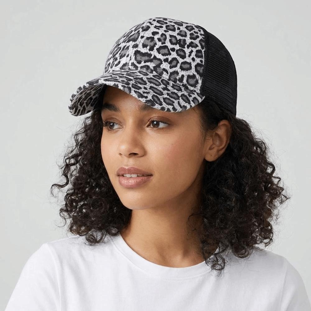 Soft Visor Hat Adjustable Mesh Peaked Hat Hip Hop Leopard Print Baseball Cap Spring