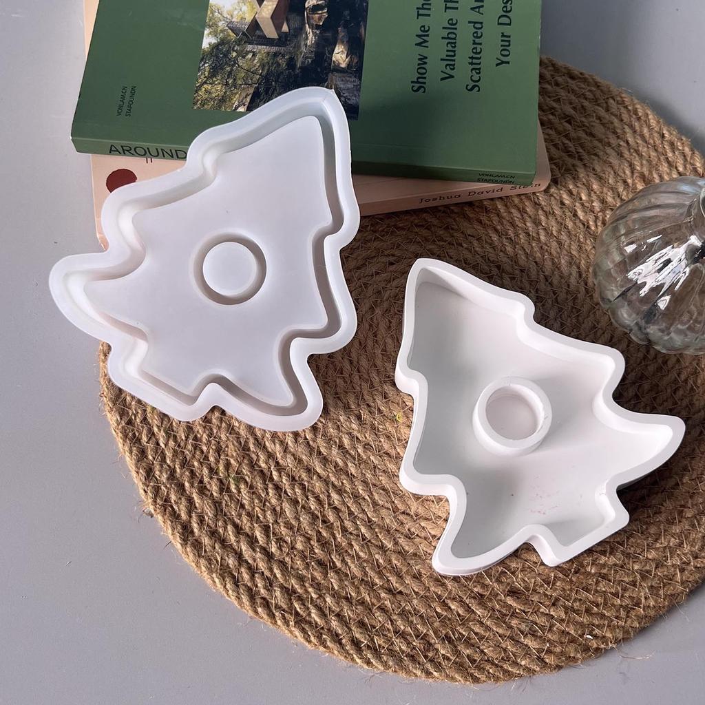 Christmas Candle Mold Silicone Silicone Candle Holder Mold Tree Shaped Candle Holder Mold Lightweight For Dining Table Home