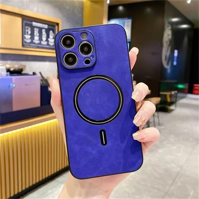 For Magsafe Leather Shockproof Phone Case For iPhone 17 Air 16 15 14 12 13 Pro Max Plus Soft Wireless Charge Cover Cases