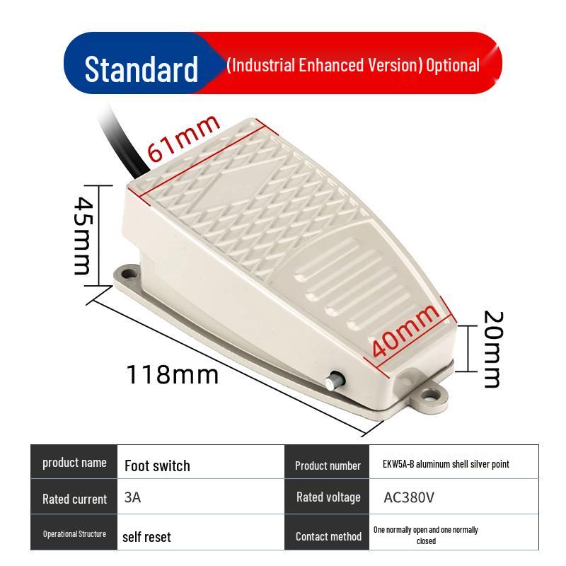 Self-Resetting TFS-201/EKW-B Foot Switch with Cable for Punch Press, 220V