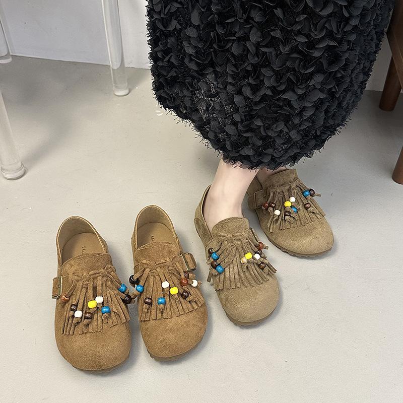 Flat Tassel French Niche Bohemian Women's Outer Wear 2025 Spring Summer Evening Wind Mary Jane Grandma Shoes Women