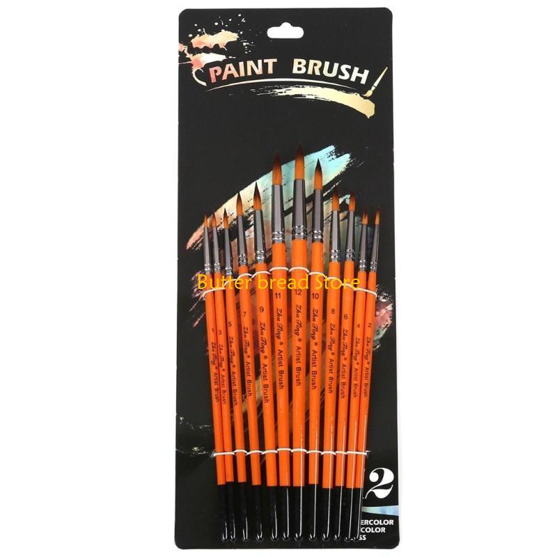 W89C Nylon Bristle Paint Brush for Artist Beginner Oil Acrylics Watercolor Painting