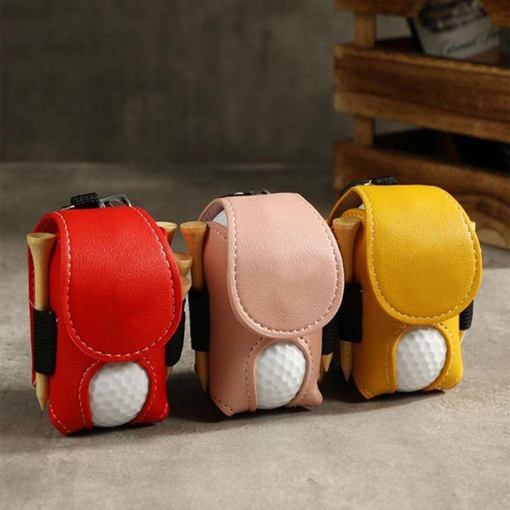 Waist-Hanging Golf Waist Holder Bag PU Leather Golf Ball Container  Golf Accessories