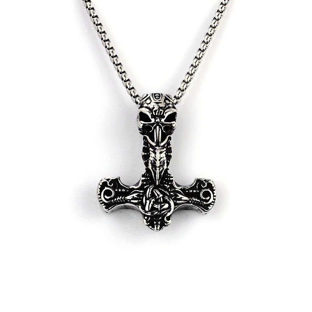 Viking Dragon Pattern Stainless Steel Necklace Bold Retro Fashion Jewelry