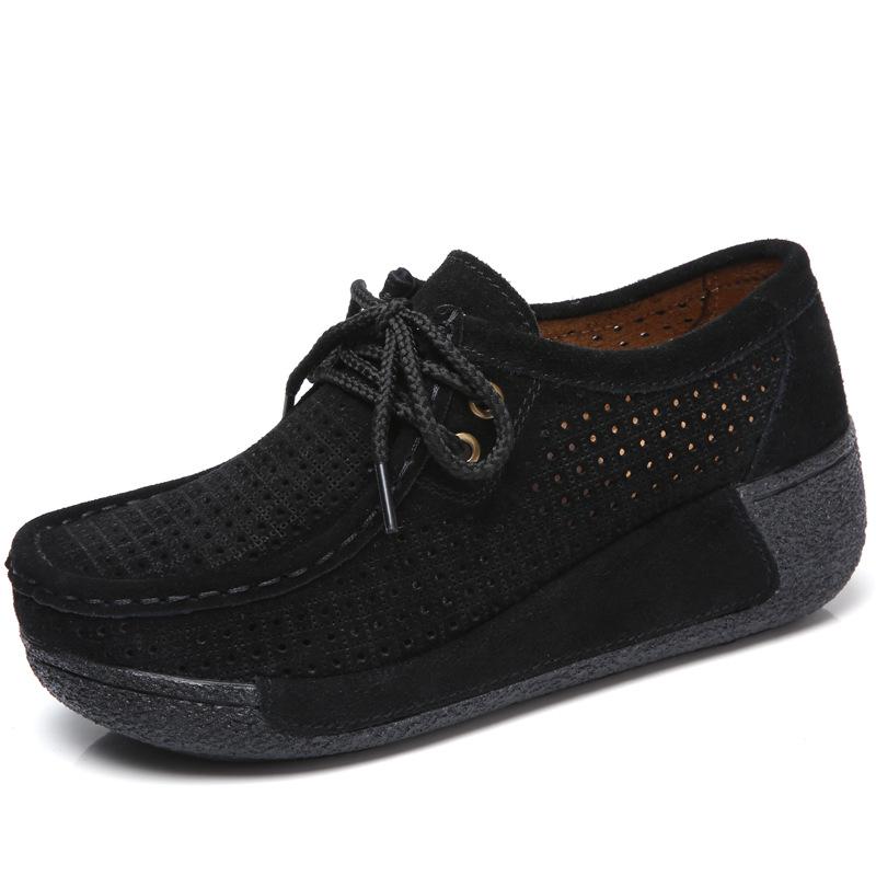 Elegante Makramee Damen Freizeitschuhe Mode Keilabsätze Plateau Schuhe Echtes Leder Mutter Schuhe Walking Slipper